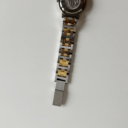 Hermes Early 2000s Clipper White Round Dial Two Tone Watch