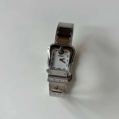 Fendi 1990s Seashell Dial Stainless steel Silver Buckle Watch