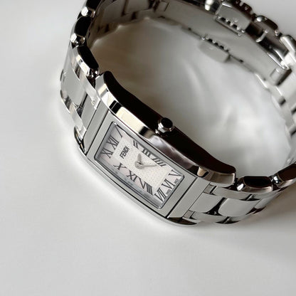 Fendi 1990s Seashell Dial Stainless steel Tank Watch