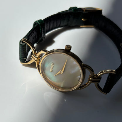 Gucci 1990s Seashell Dial Horsebit Watch