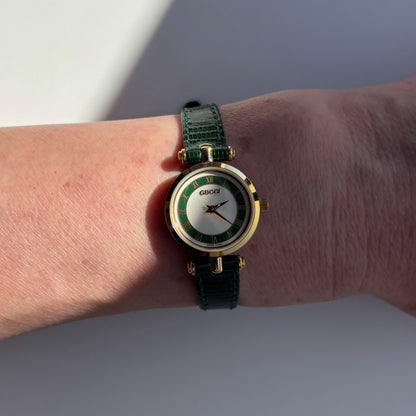 Gucci 1990s Sherry Round Dial Gold Plated Watch