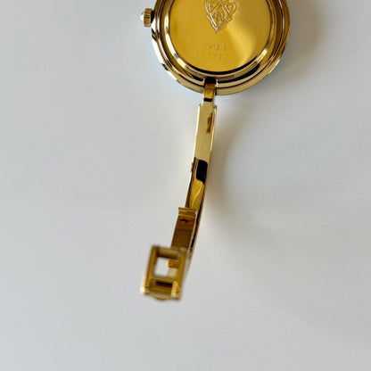 Gucci 1990s Interchangeable Bezel Gold Plated Bangle Watch with 12 bezels, case (Small)