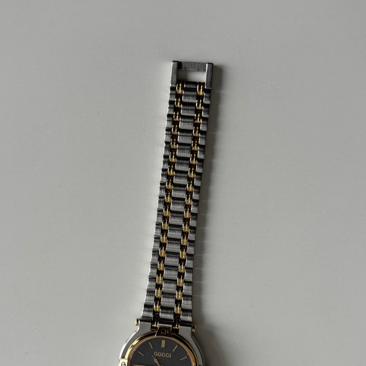Gucci 1990s Date Black Round Dial Two-Tone Gold-Plated Watch