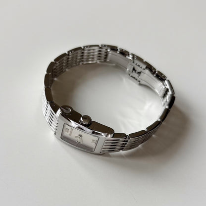 Gucci 1990s Rectangular Dial Silver Watch