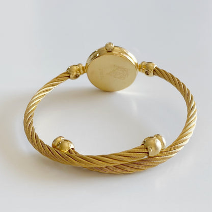 Gucci 1990s Seashell Dial Gold Plated Cable Bangle Watch