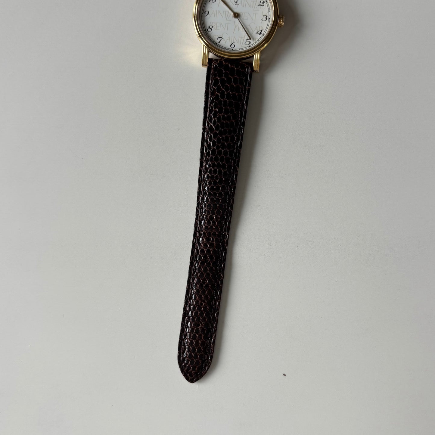 Yves Saint Laurent 1990s YSL Logo Round Dial Gold Plated Watch