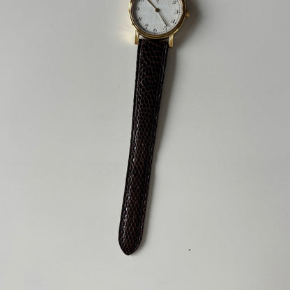 Yves Saint Laurent 1990s YSL Logo Round Dial Gold Plated Watch