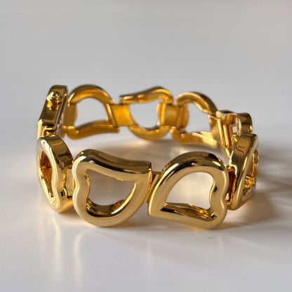 Yves Saint Laurent 1990s Heart  Dial Band Gold Plated Watch