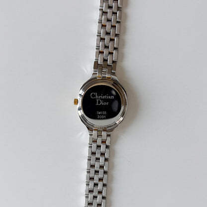 Dior 1990s Date Round Dial Two Tone Gold Plated Watch