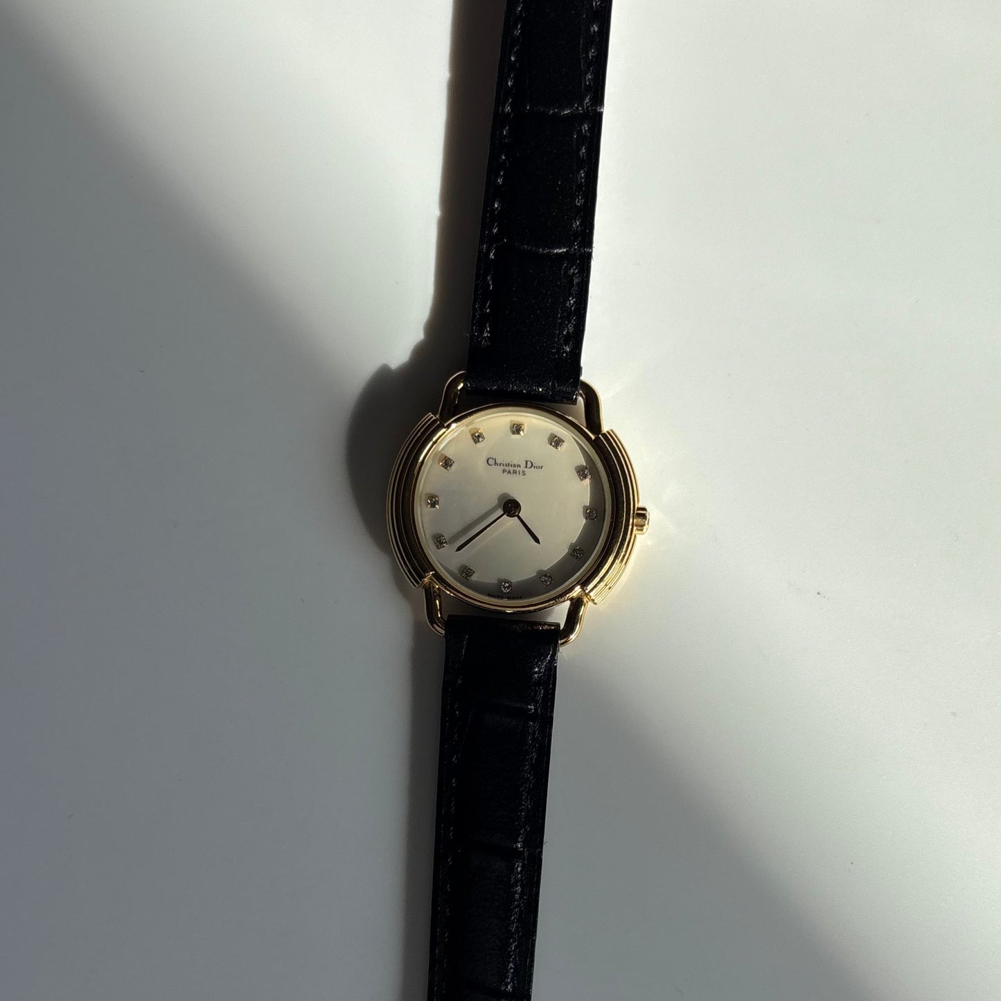 Dior 1990s Seashell Round Dial Gold Plated Watch