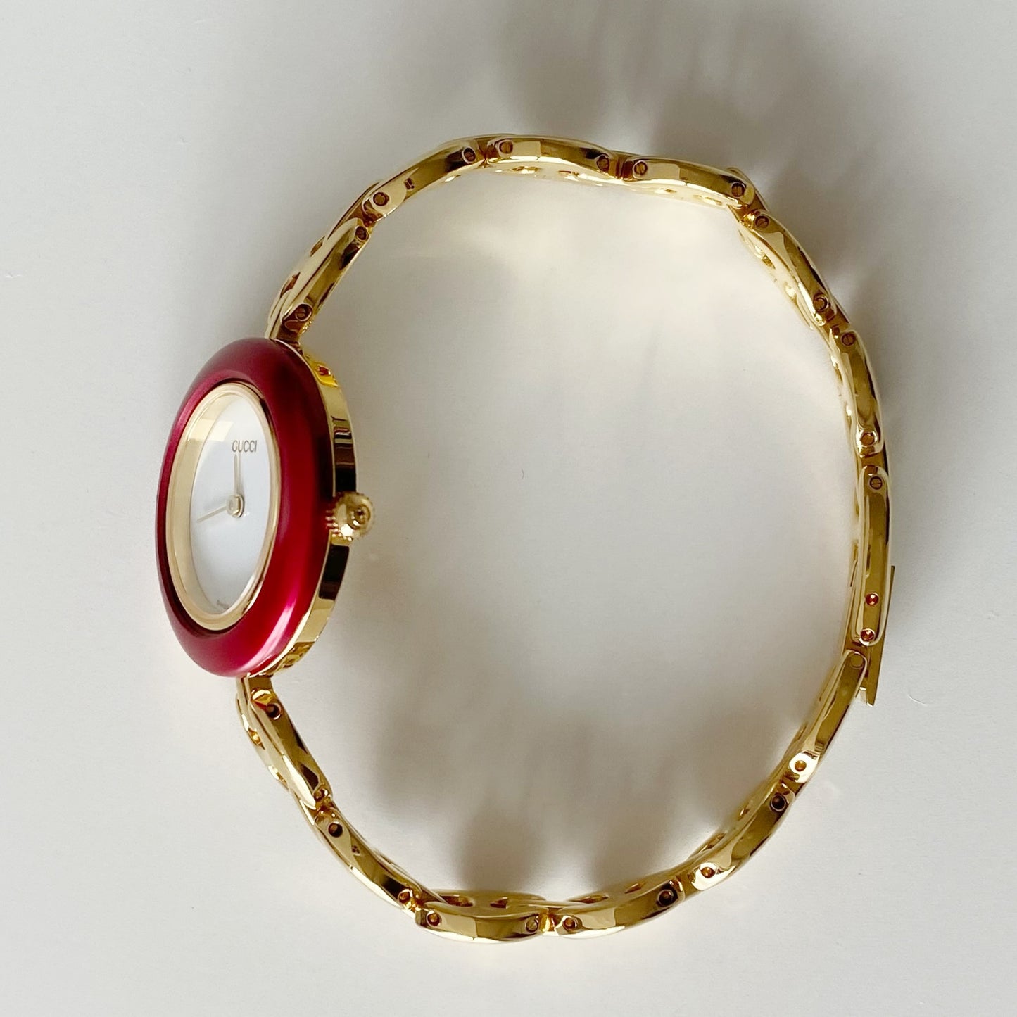 Gucci 1990s Interchangeable Bezel Gold Plated Watch with 6 bezels, case (166mm)