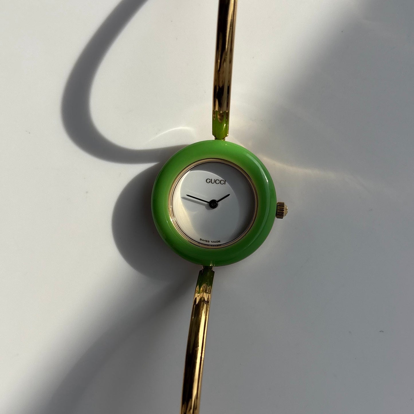 Gucci 1990sInterchangeable Bezel Gold Plated Bangle Watch with 12 bezels, case