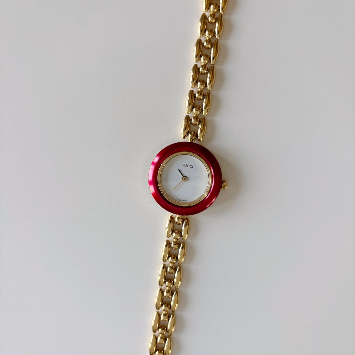 990s Interchangeable Bezel Gold Plated Rice Chain Watch with case, 6 bezels (160mm)