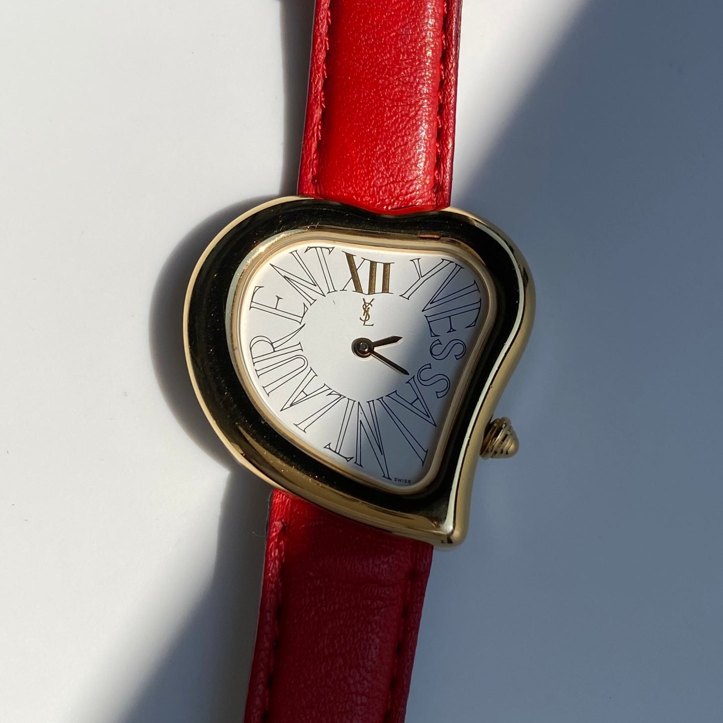 Yves Saint Laurent 1990s Heart shaped Dial Gold Plated Watch