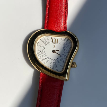 Yves Saint Laurent 1990s Heart shaped Dial Gold Plated Watch