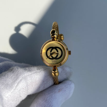 Gucci 1990s Gold Plated Cable Bangle Watch