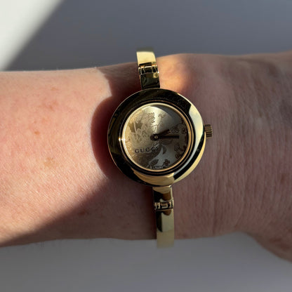 Gucci Early 2000s Gold Plated Bangle Watch