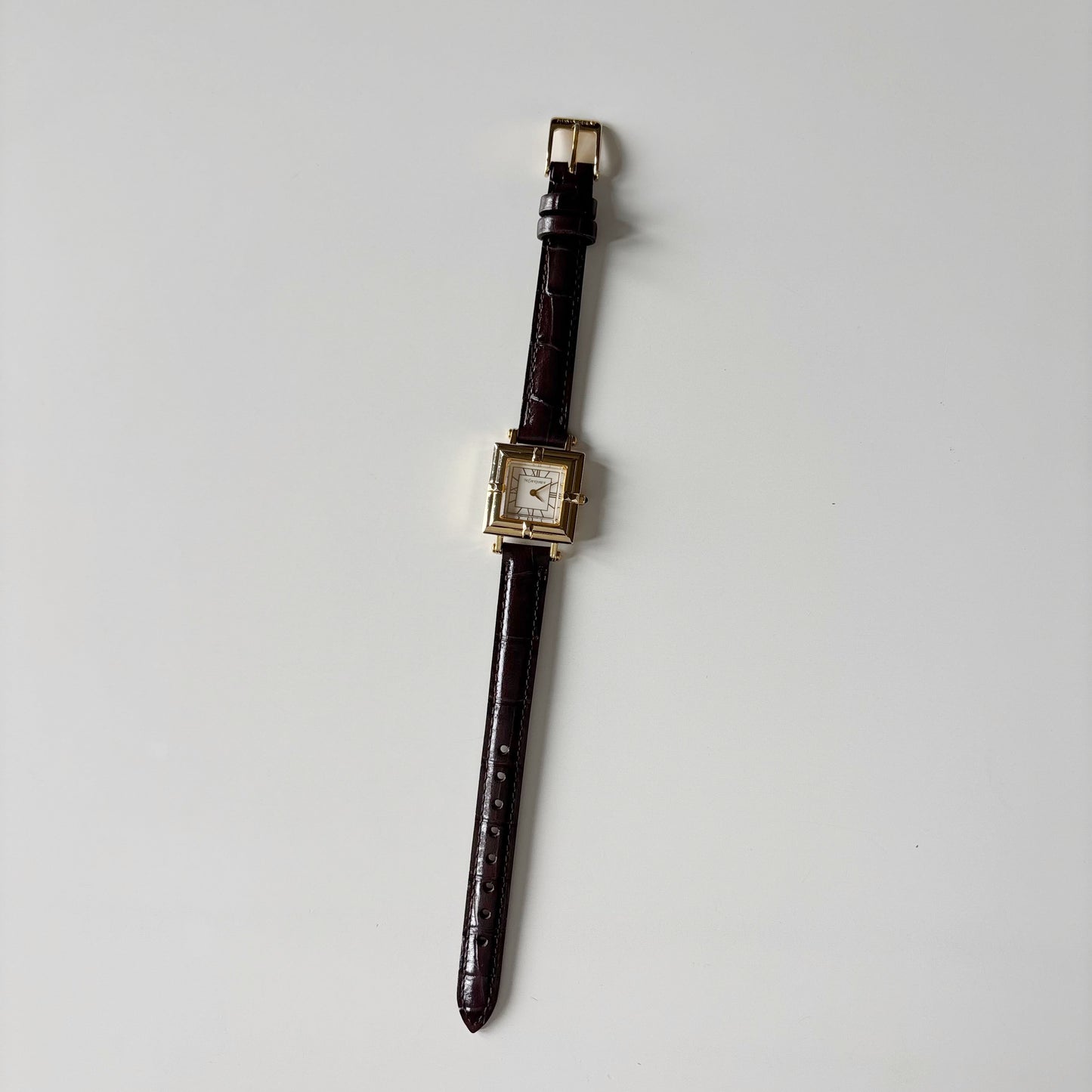 Yves Saint Laurent 1990s Square Dial Gold Plated Watch
