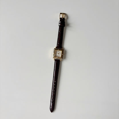 Yves Saint Laurent 1990s Square Dial Gold Plated Watch