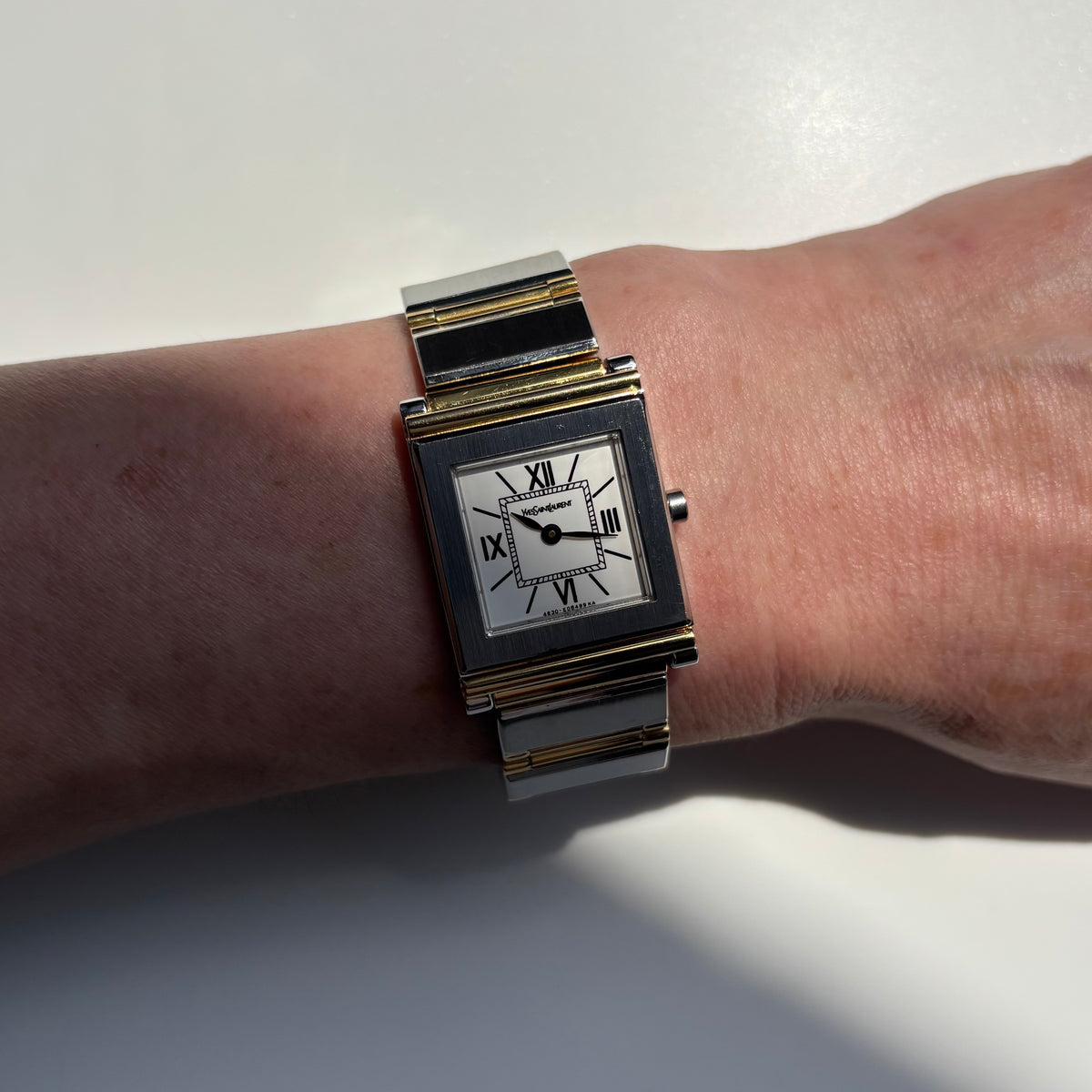 Yves Saint Laurent Square Dial Gold Plated Two Tone Watch