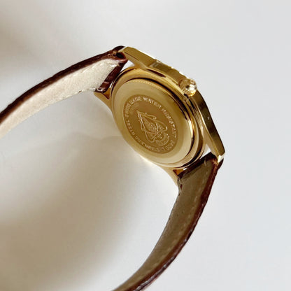 Gucci 1990s Date Round Dial Gold Plated Watch