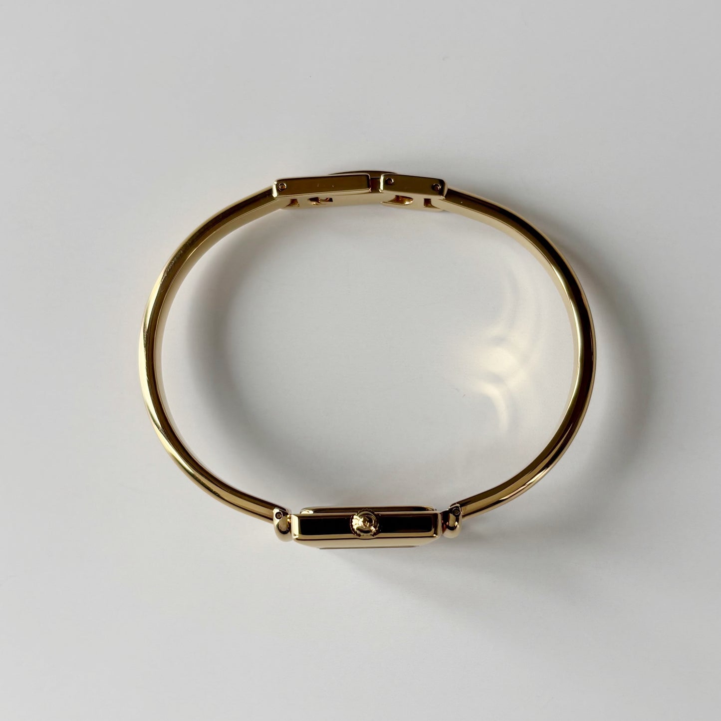 Gucci 1990s Square Dial Gold Plated Bangle Watch