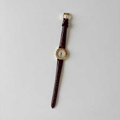 Gucci 1990s Sub second Round Dial Gold Plated Watch