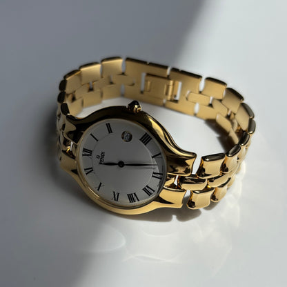 Fendi 1990s Date Round Dial Gold Plated Watch (Large)