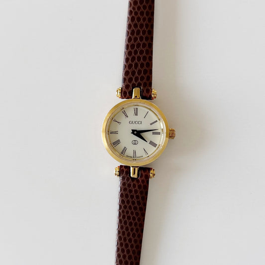 Gucci 1980s Sherry Round Dial Gold Plated Watch