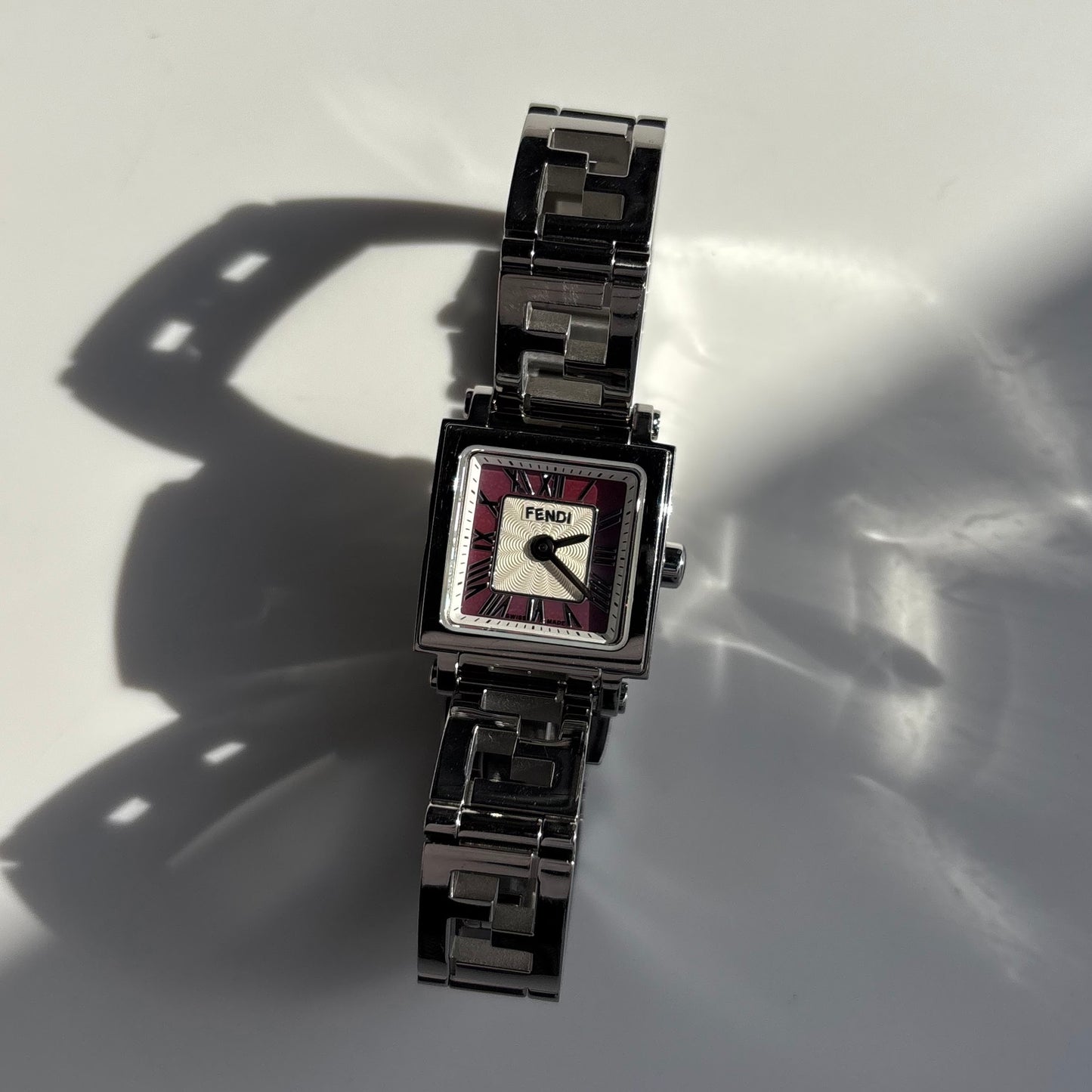 Fendi 1990s Seashell Square Dial Stainless steel Watch