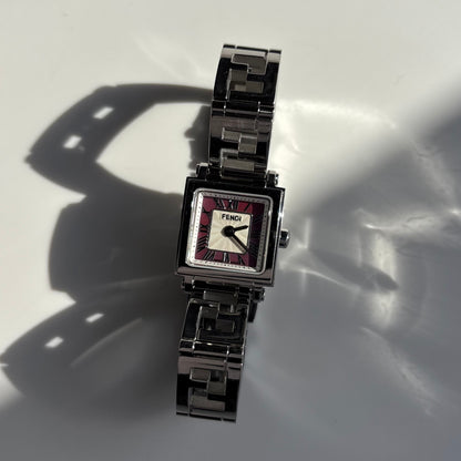 Fendi 1990s Seashell Square Dial Stainless steel Watch