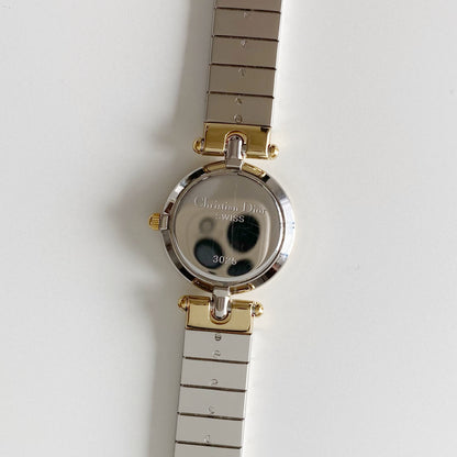 Dior 1990s Navy Dial Gold Plated Two Tone Watch