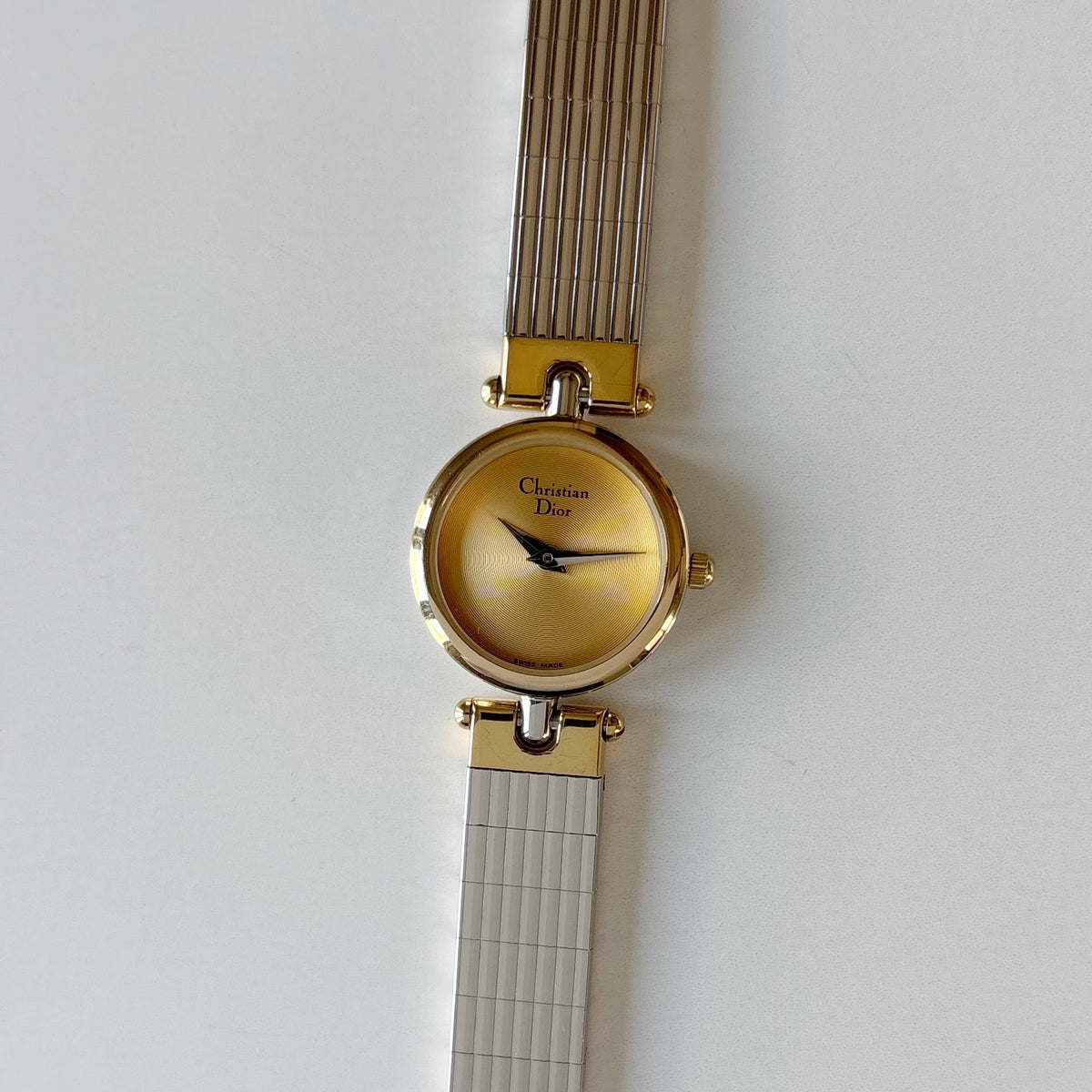 Dior 1990s Round Dial Gold Plated Two Tone Watch