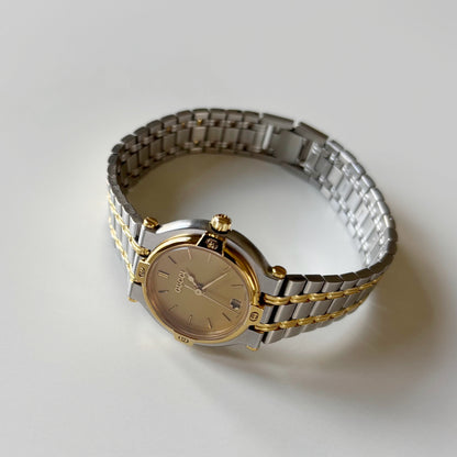Gucci 1990s Date Round Dial Two Tone Watch