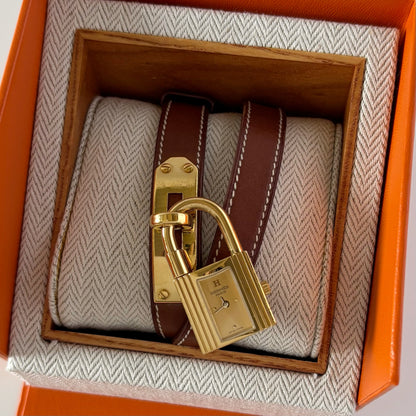 Hermes 1990s Kelly Gold Plated Watch