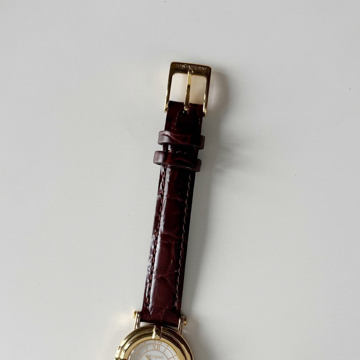Yves Saint Laurent 1990s Round Dial Gold-Plated Watch