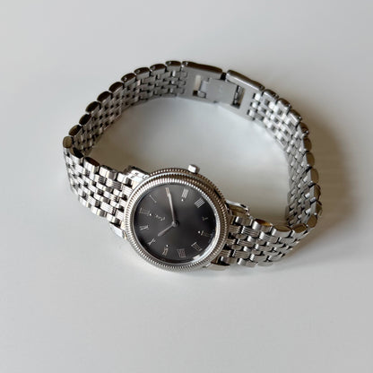 Yves Saint Laurent 1990s Dark Gray Round Dial Stainless Steel Watch