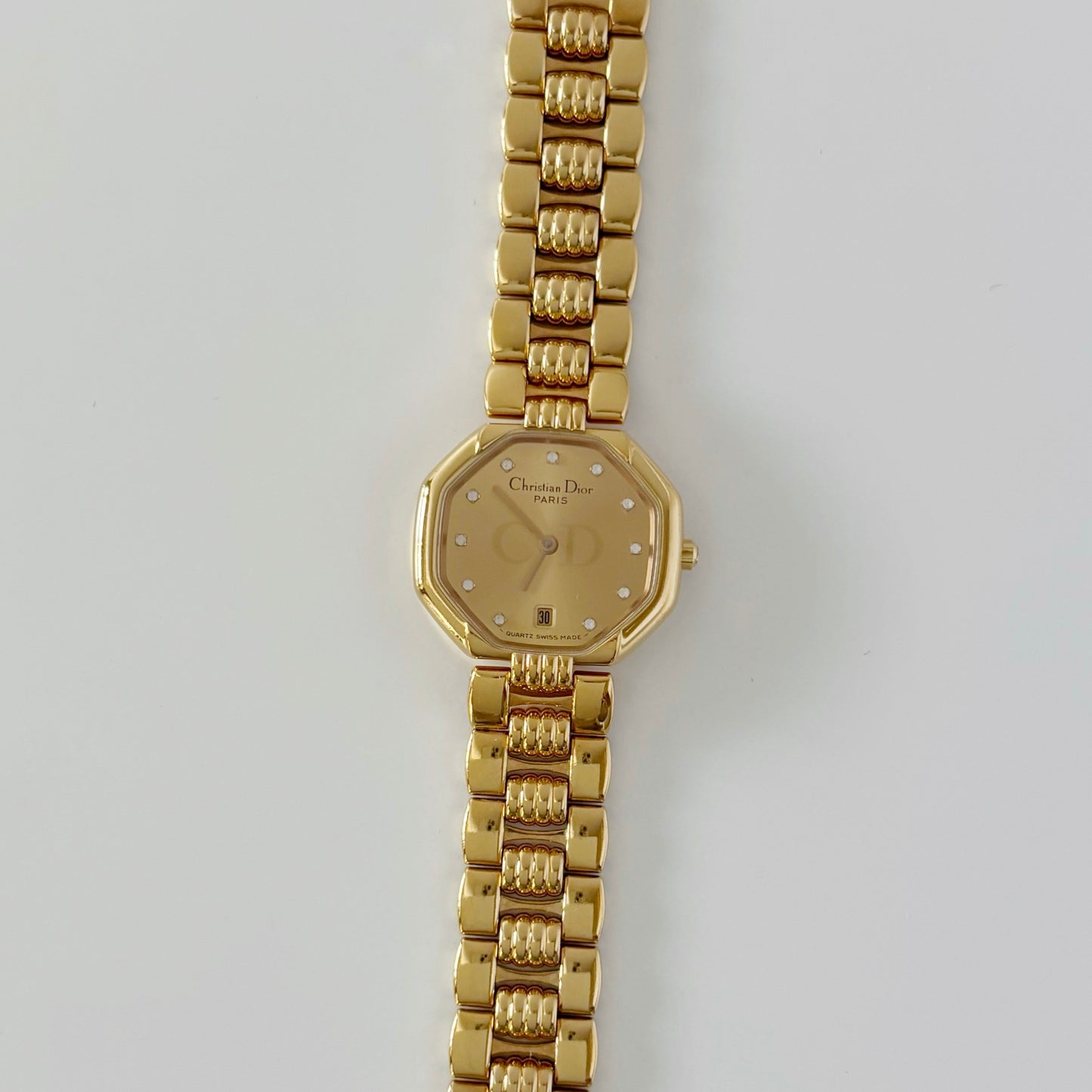 Dior 1990s Octagon Gold Plated Watch