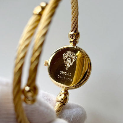 Gucci 1990s Seashell Dial Gold Plated Cable Bangle Watch
