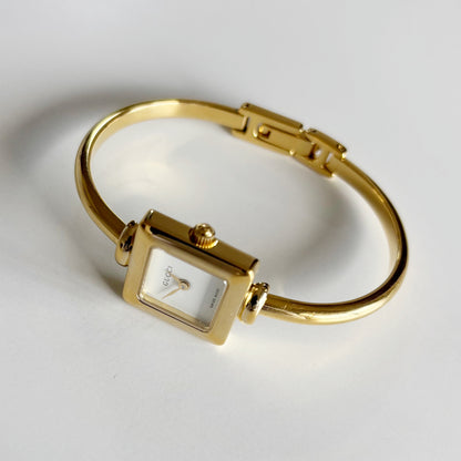 Gucci 1990s Square Dial Gold Plated Bangle Watch