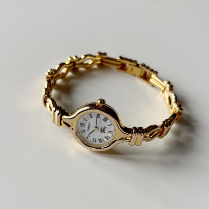 Burberry 1990s Round Dial Gold Plated Watch