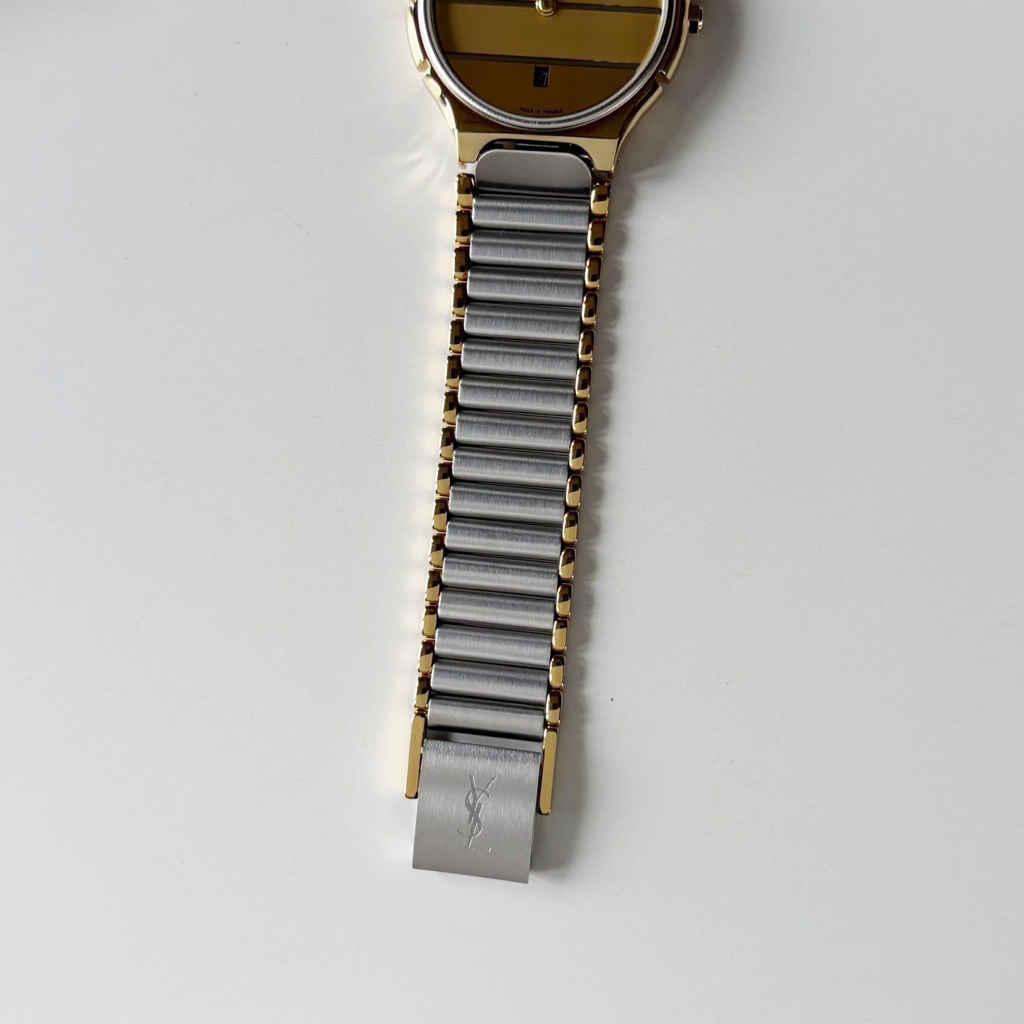 Yves Saint Laurent 1990s Round Dial Two Tone Gold Plated Watch (Large)