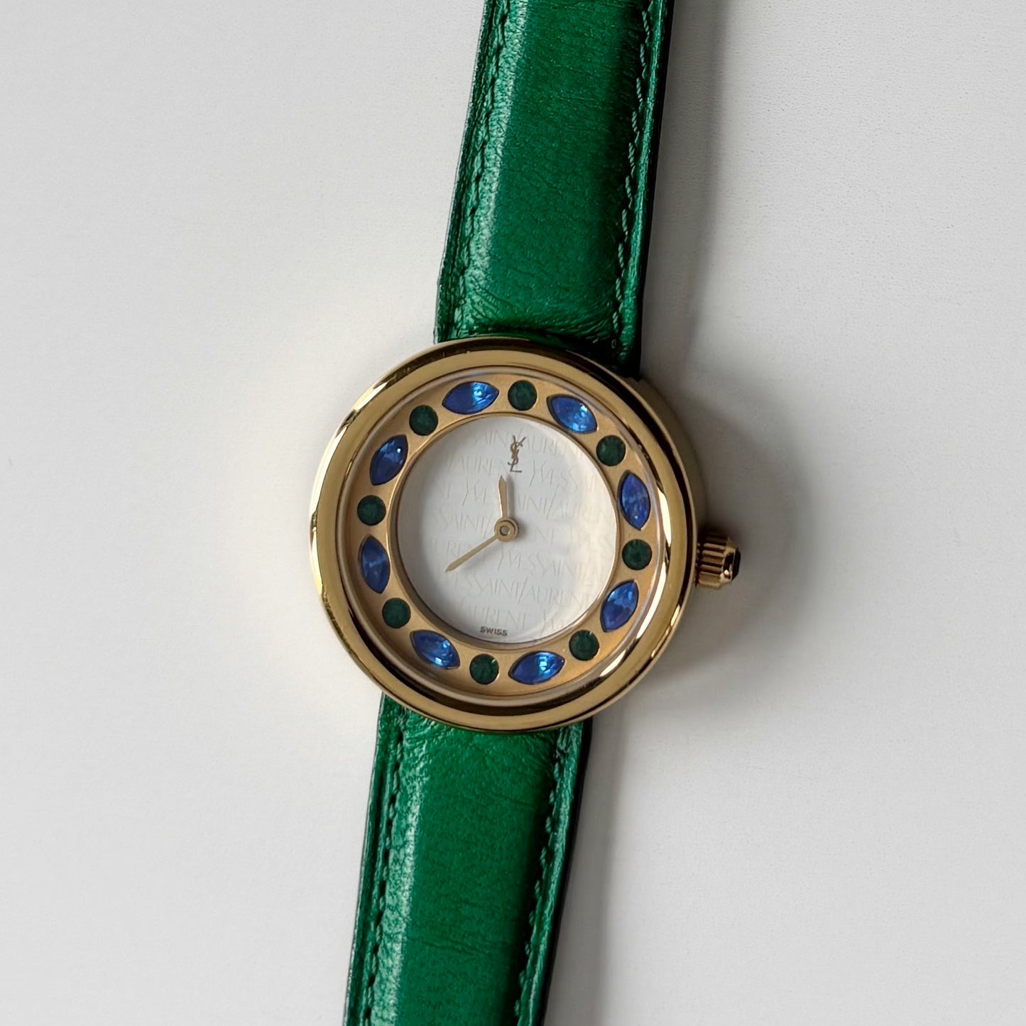Yves Saint Laurent 1990s Round Dial Gold Plated Watch