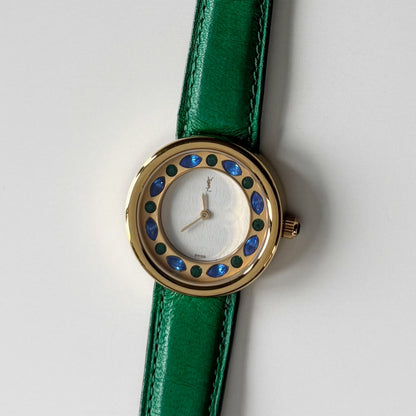 Yves Saint Laurent 1990s Round Dial Gold Plated Watch