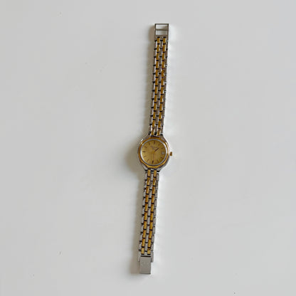 Dior 1990s Date Round Dial Two Tone Gold Plated Watch