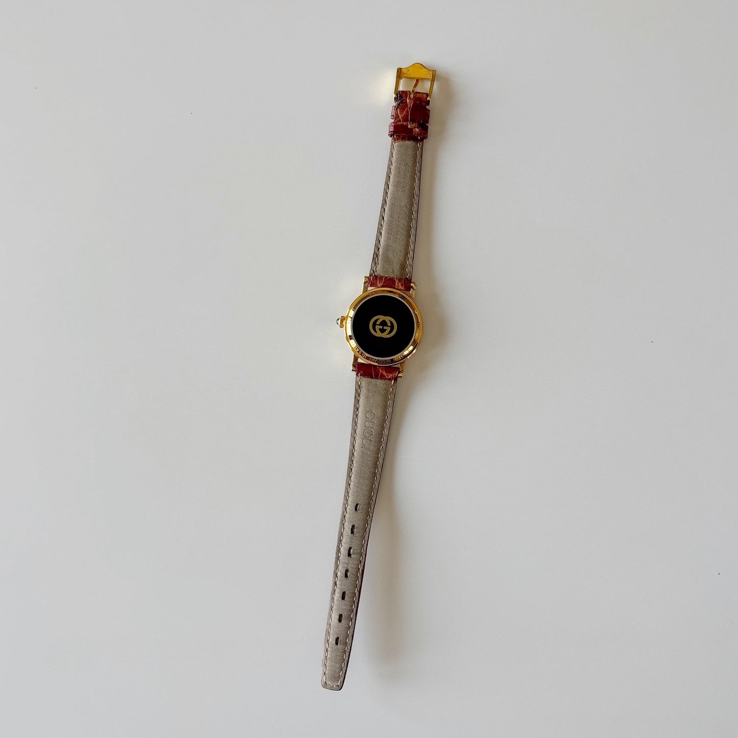 Gucci 1990s Date Round Dial Gold Plated Watch