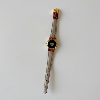 Gucci 1990s Date Round Dial Gold Plated Watch