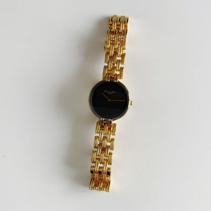 Dior 1990s Bagheera Gold Plated Round Watch