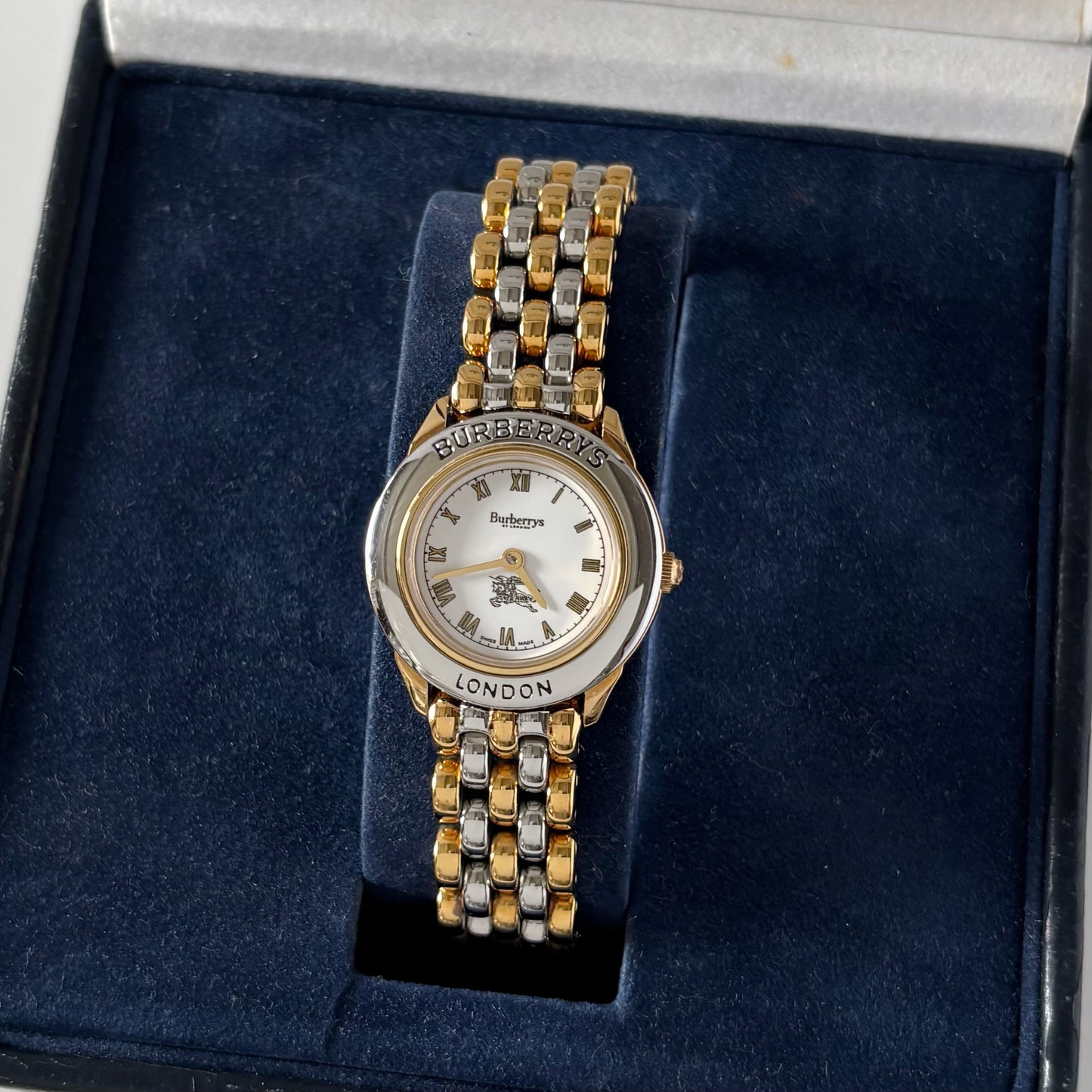Burberry 1990s Round Dial Two Tone Watch