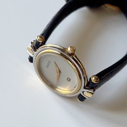 Gucci 1990s Round Dial Two Tone Watch